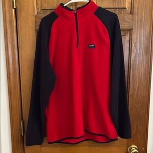 Old Navy Red and Black Half-Zip Fleece Pullover